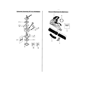 Carburetor/Vac Attachment Kit Diagram and Parts List for TWISTERSB180  Weed Eater Leaf Blower / Vacuum